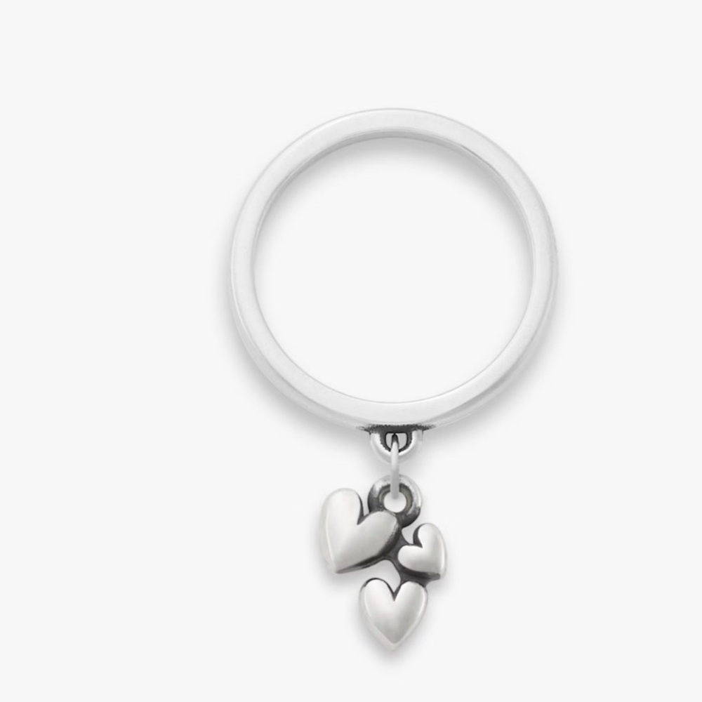 James Avery Sterling Silver Gathered Hearts Charm Dangle Ring - Picture 4 of 4